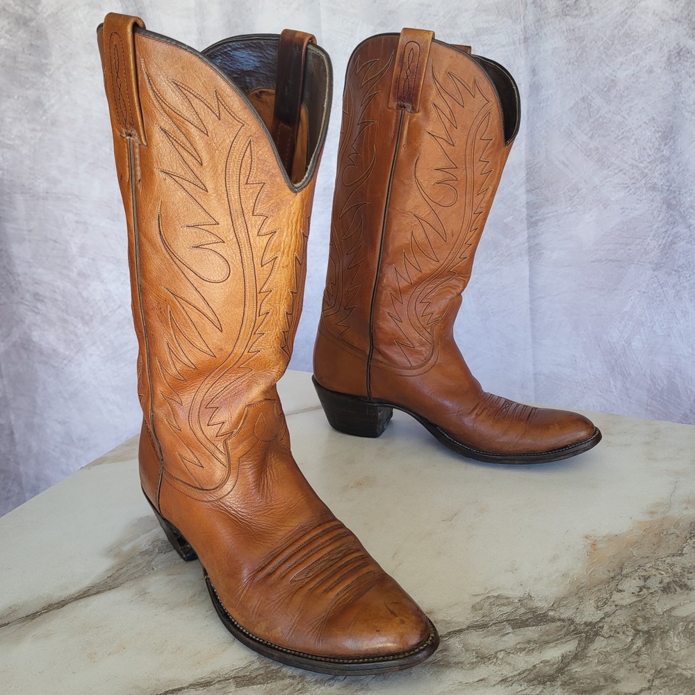 Vintage Dan Post Spain Size 10 B Western Cowboy Boots Men's